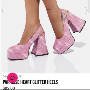 Dollskill -Sugar Thrillz Heart Glitter Heels US 6,